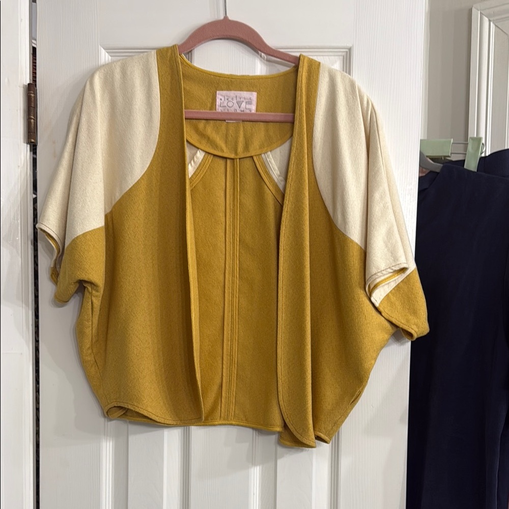 Yellow and Cream Women's Jacket
